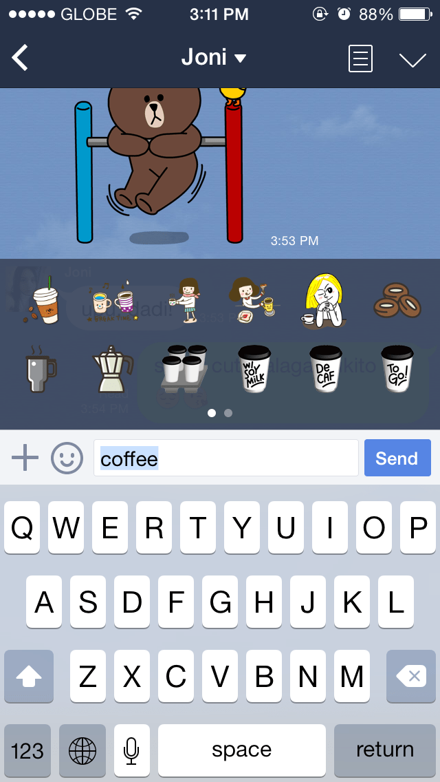 Line messaging app now suggests emoji and stickers as you type