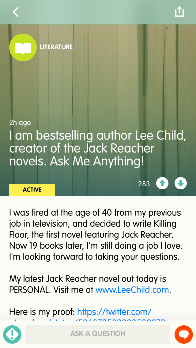 Ask Me Anything, the official Reddit AMA app, is the best way to read