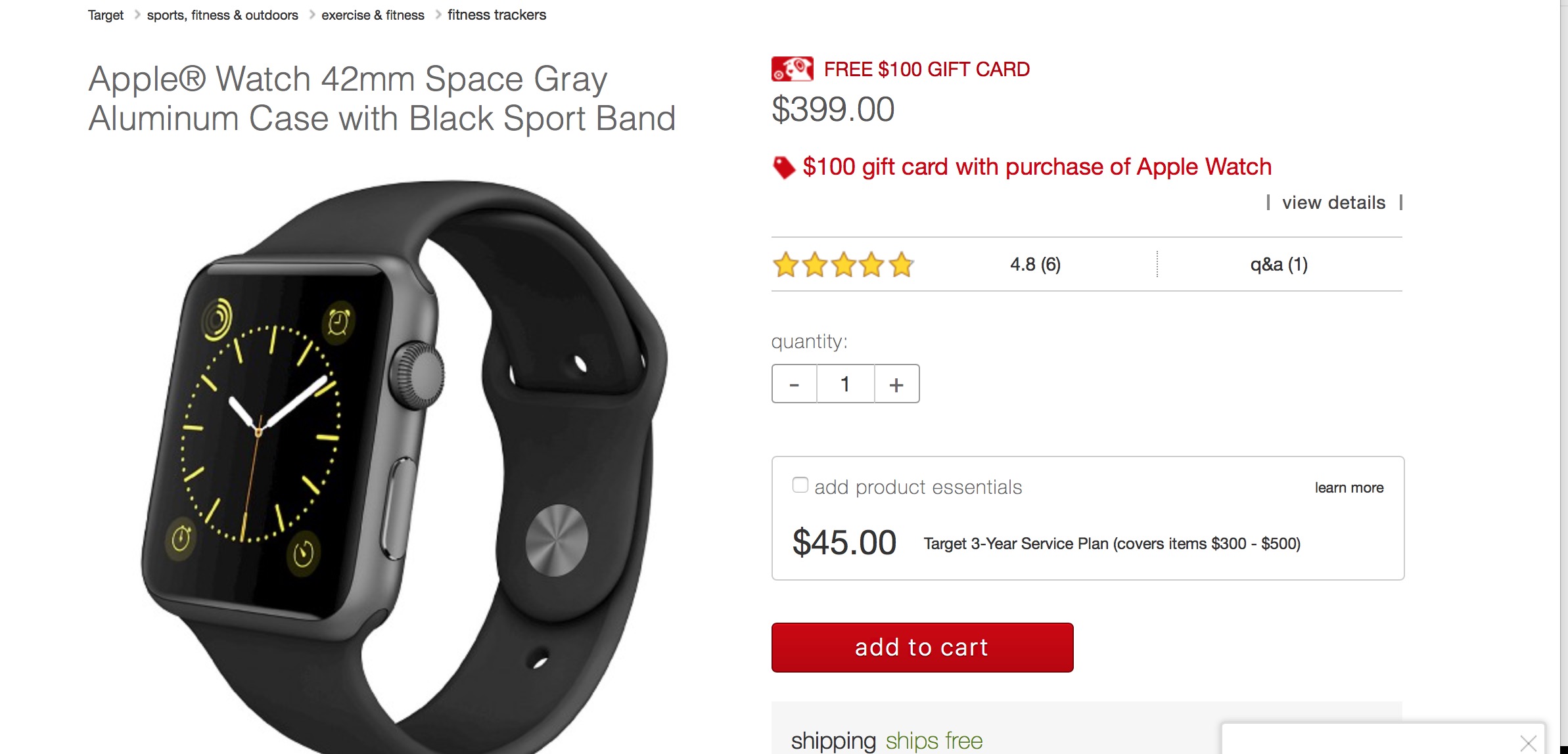 Target is now offering a 100 gift card with any Apple Watch purchase