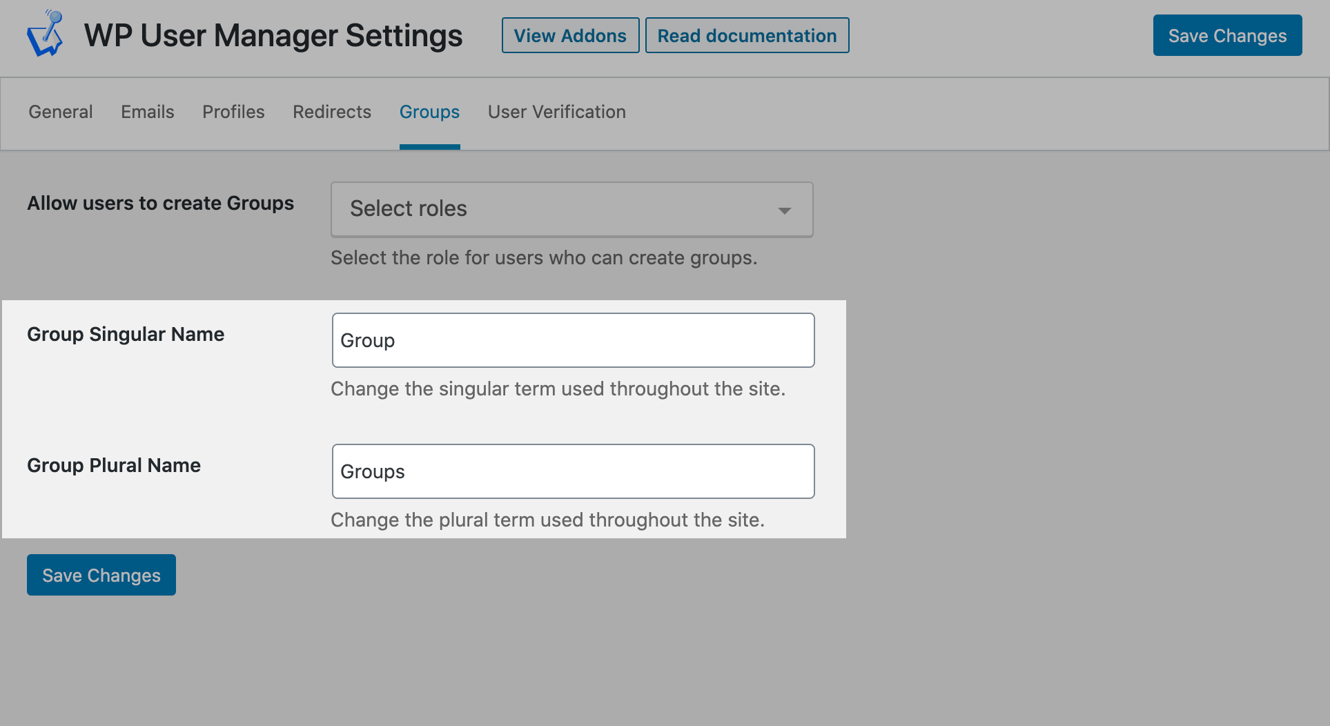 Groups WP User Manager
