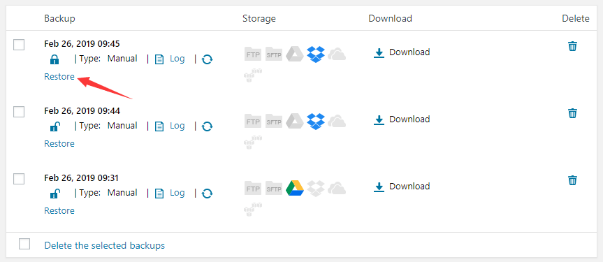 Get Started Restore Your Site from a Backup