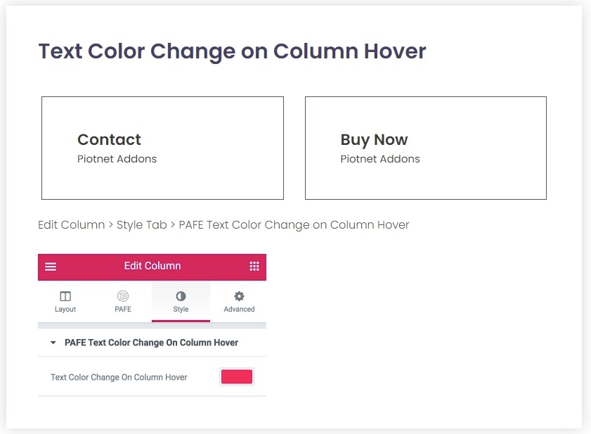 Text Color Change on Column Hover for Elementor Compared WP Which