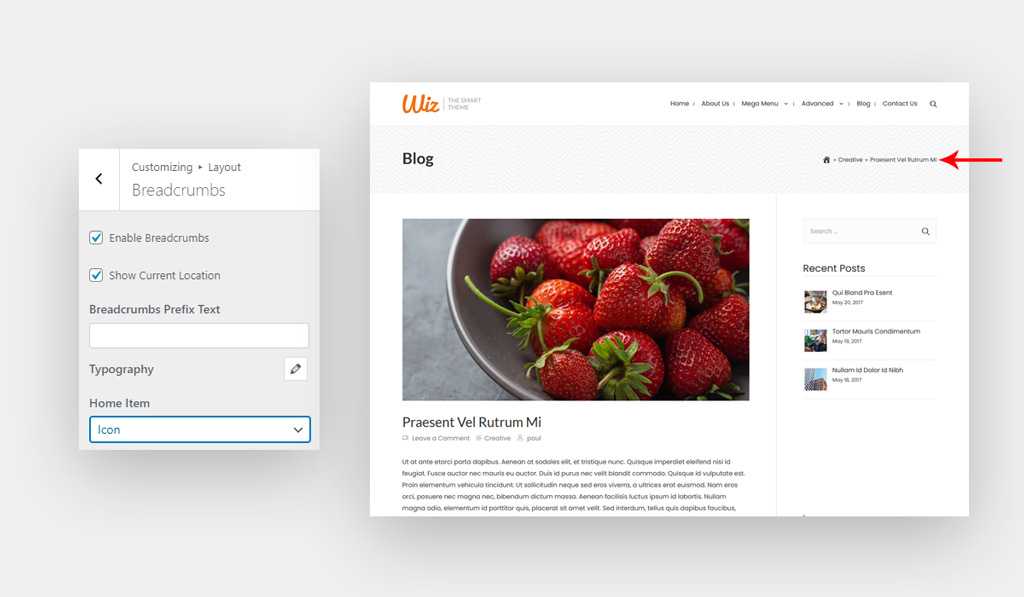 Breadcrumbs Wiz Elementor WordPress Theme