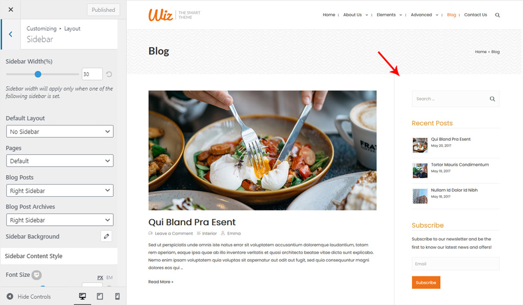 Sidebar Wiz Elementor WordPress Theme