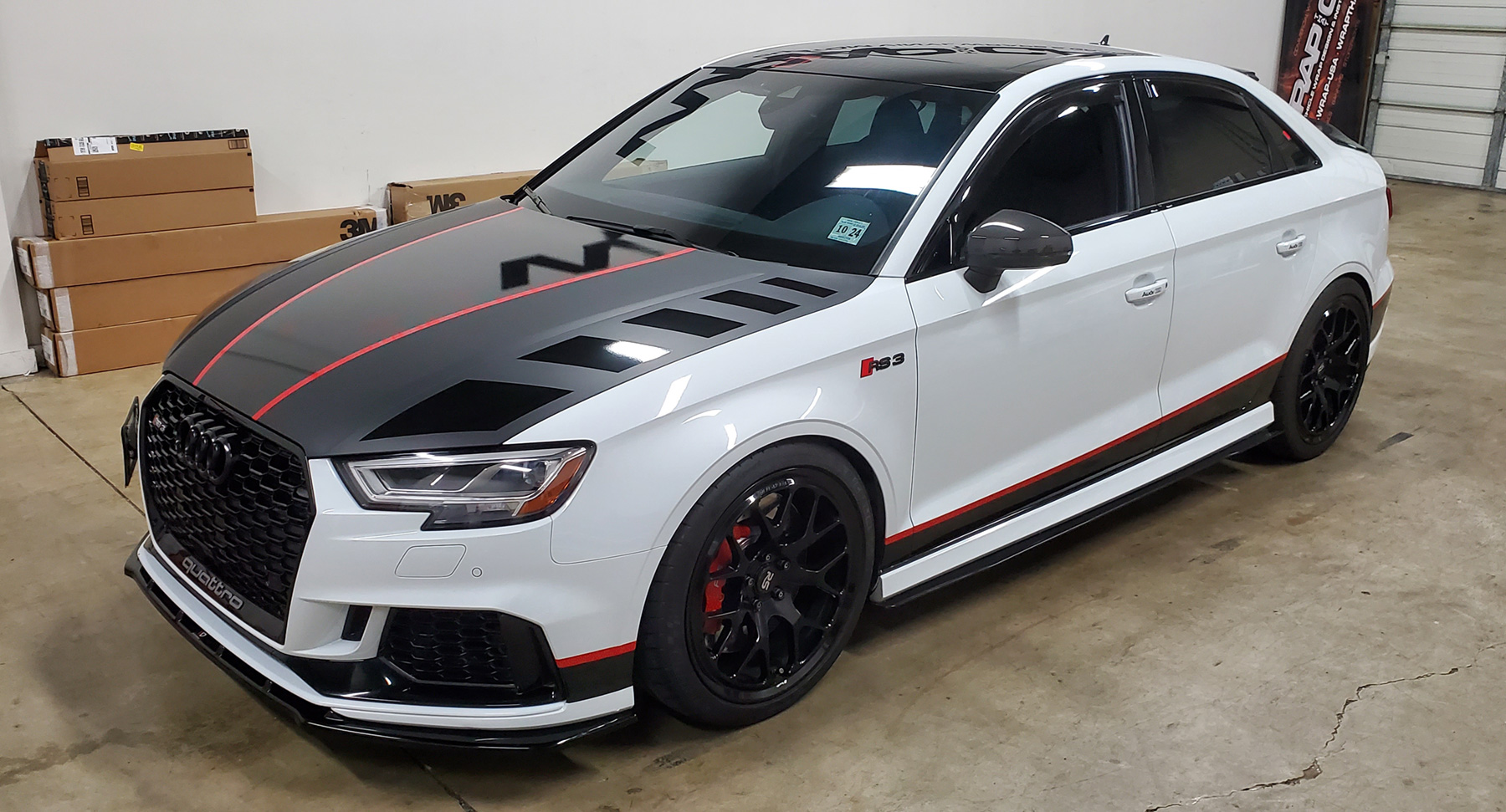 Custom Audi Hood & Stripes WrapThatCar
