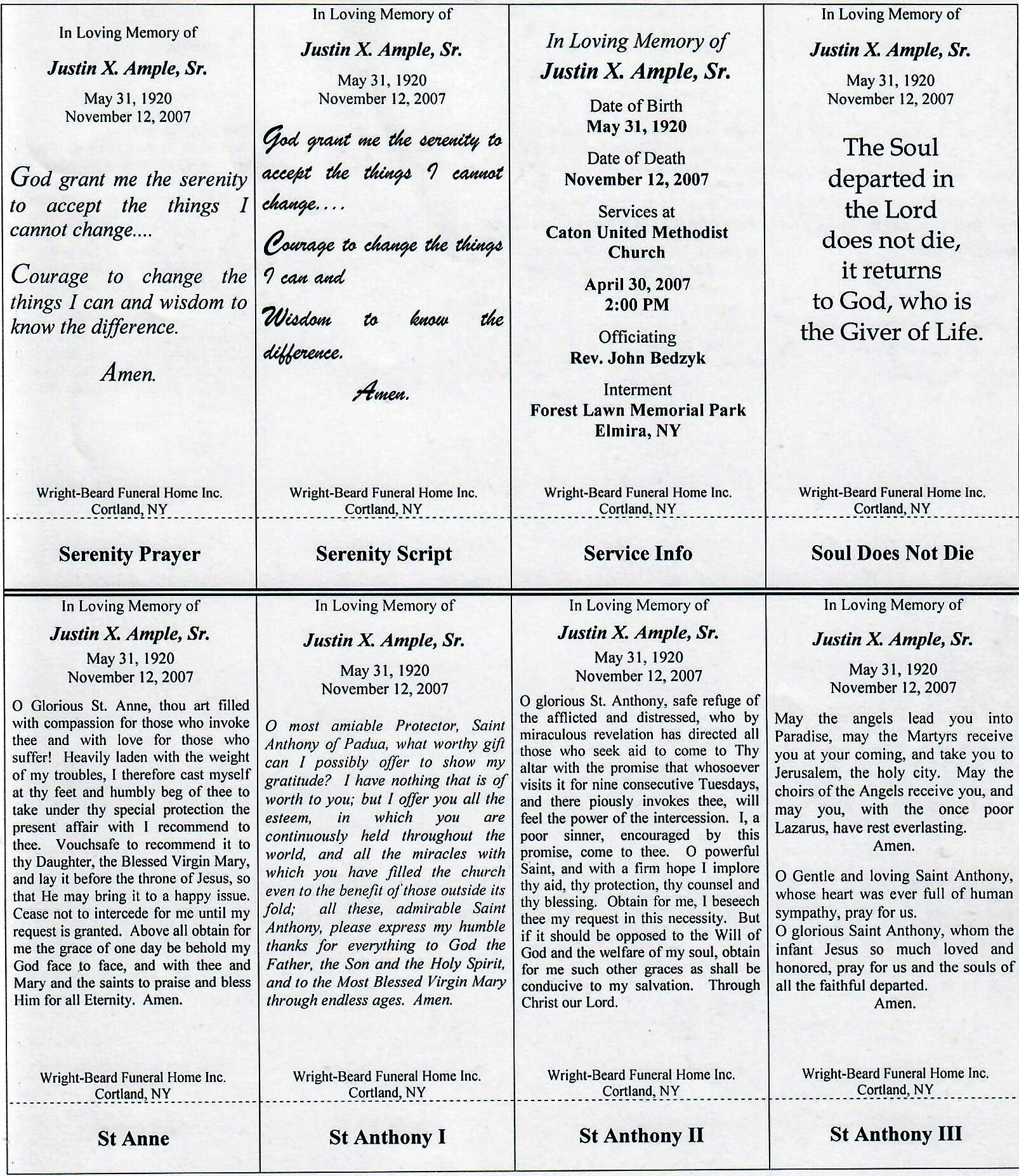 Memorial Products WrightBeard Funeral Home serving Cortland, New...