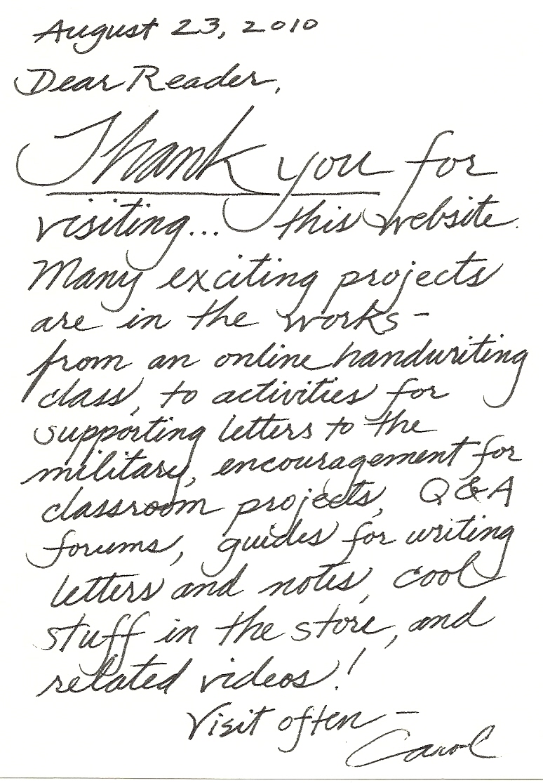 a handwritten Thank You note