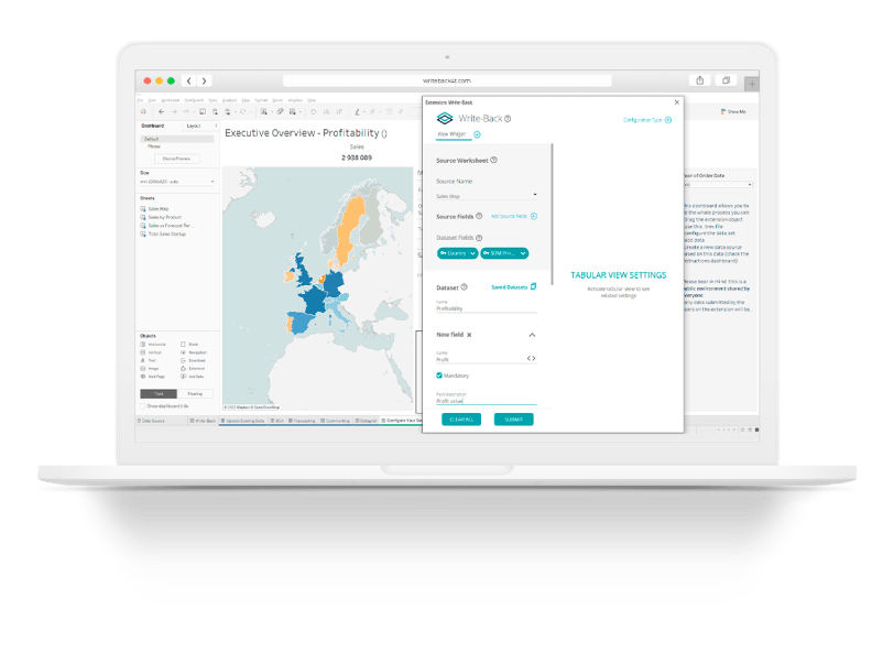 WriteBack Server for Tableau Input data, Write now!