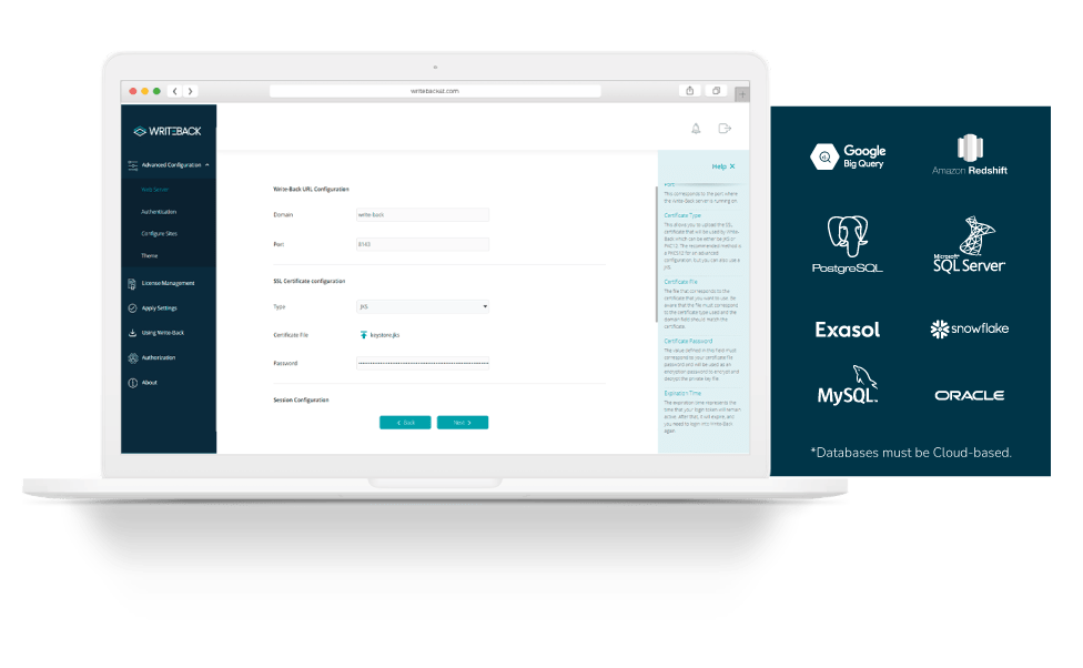 WriteBack Server for Tableau Input data, Write now!