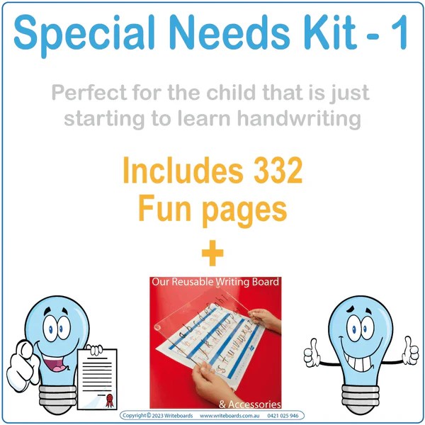 Special Needs Basic Learning Kit for Australian Kids Writeboards