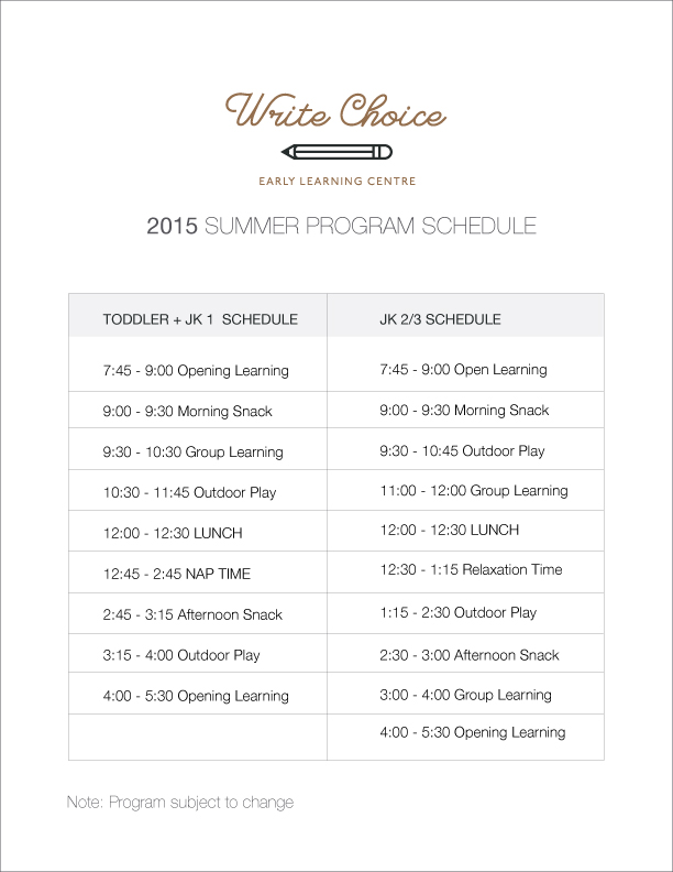 Summer Program Write Choice Early Learning Centre