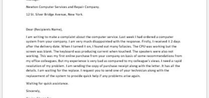 Complaint Letter for Hostile Work Environment
