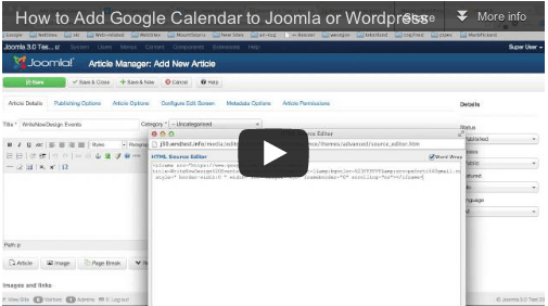 Video Tutorial Add Google Calendar To Wordpress Or Joomla