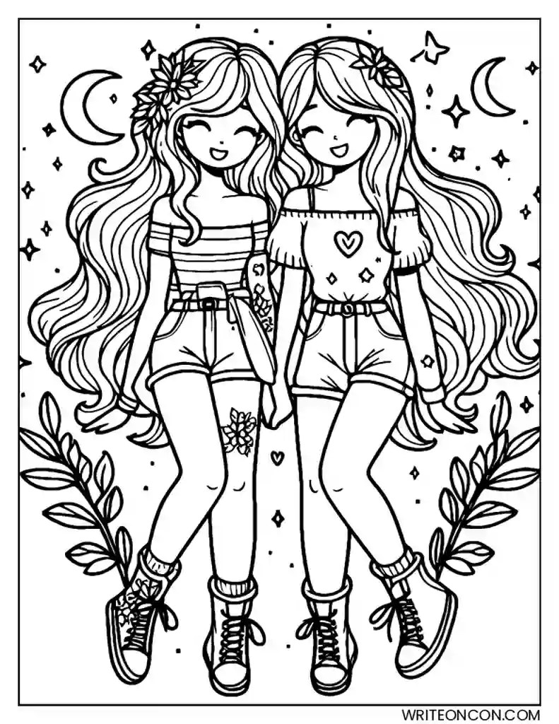 Cute Bff Coloring Pages Girls By Jankumiko Free Bff Coloring Pages To