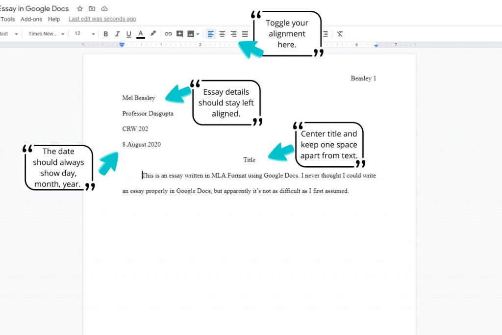 How to Format Your Essay in MLA Style Using Google Docs
