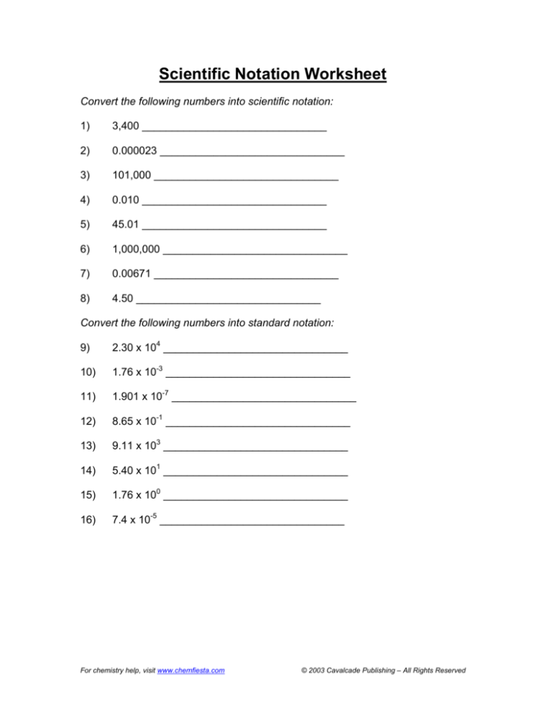 Scientific Notation Worksheet 1 Hoeden At Home | Writing Worksheets