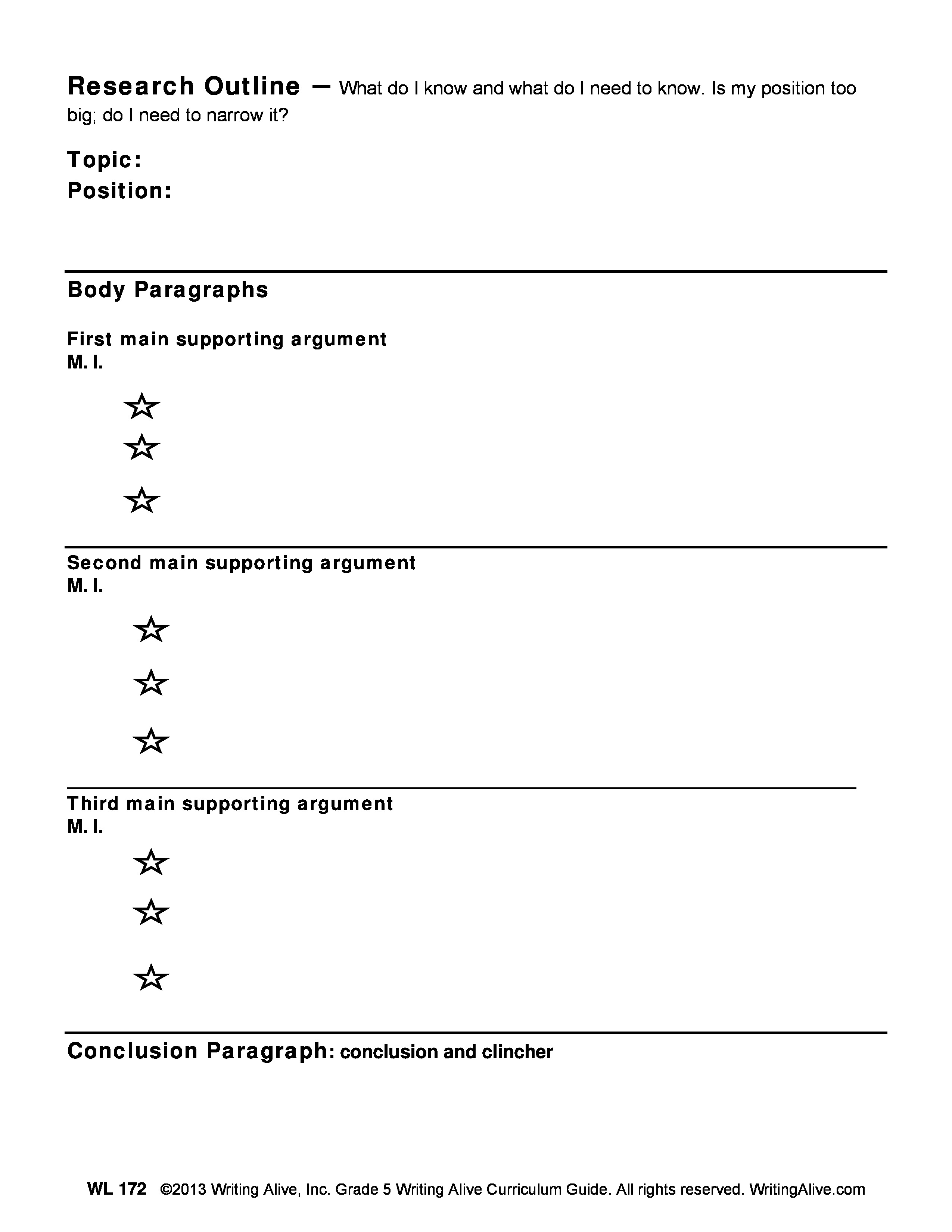 5 paragraph essay outline printable