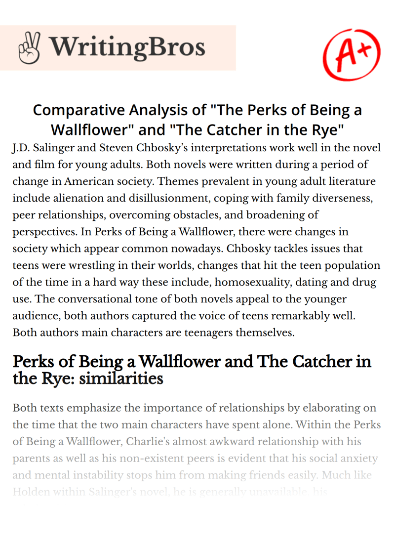 Comparative Analysis of "The Perks of Being a Wallflower" and "The