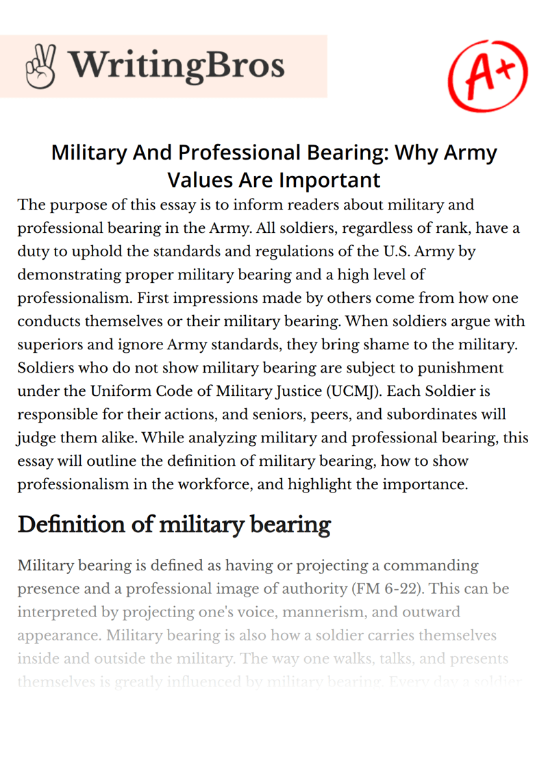 Military And Professional Bearing Why Army Values Are Important [Free