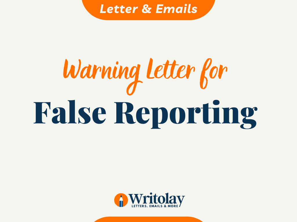 Warning for False Reporting Letter 4 Templates Writolay