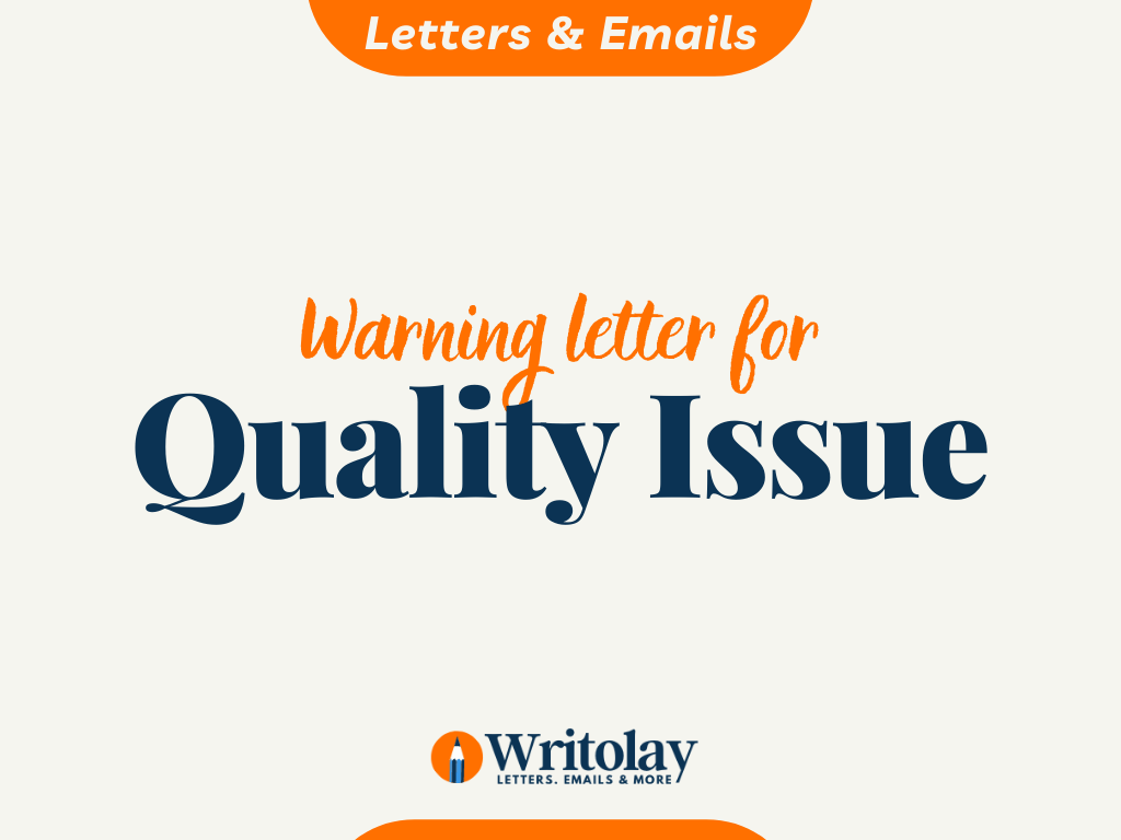 Quality Issue Warning Letter Template
