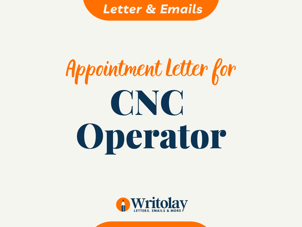 CNC Operator Appointment Letter Template Writolay