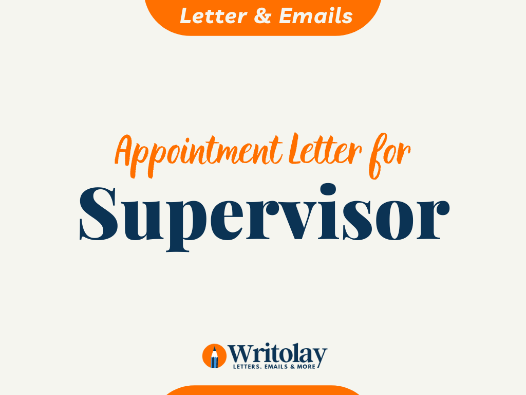 Supervisor Appointment Letter Template