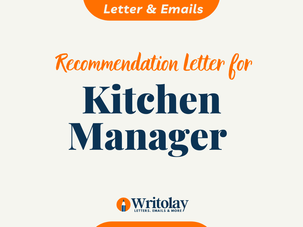 Kitchen Manager Letter Template Writolay