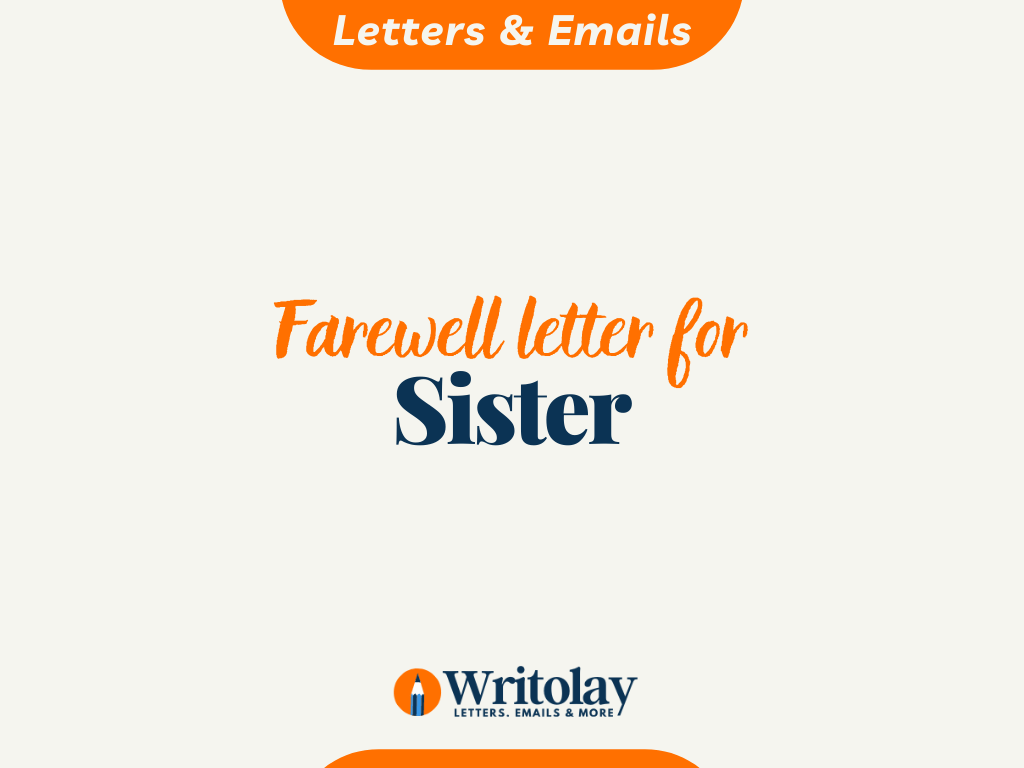 Farewell Letter for Sister 4 Template and Emails