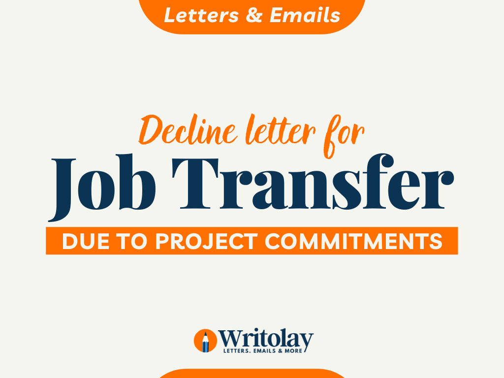 A Letter to Decline Job Transfer due to Project Commitments