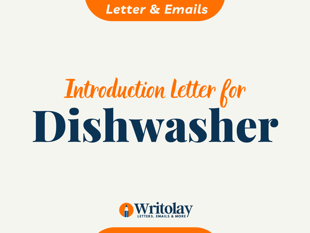 Dishwasher Introduction Letter Template