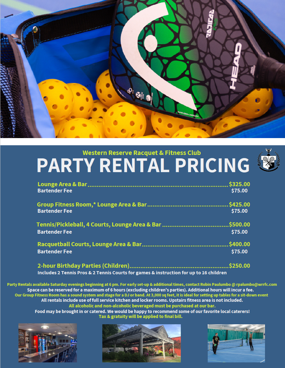 Party & Event Rental Western Reserve Racquet and Fitness Club