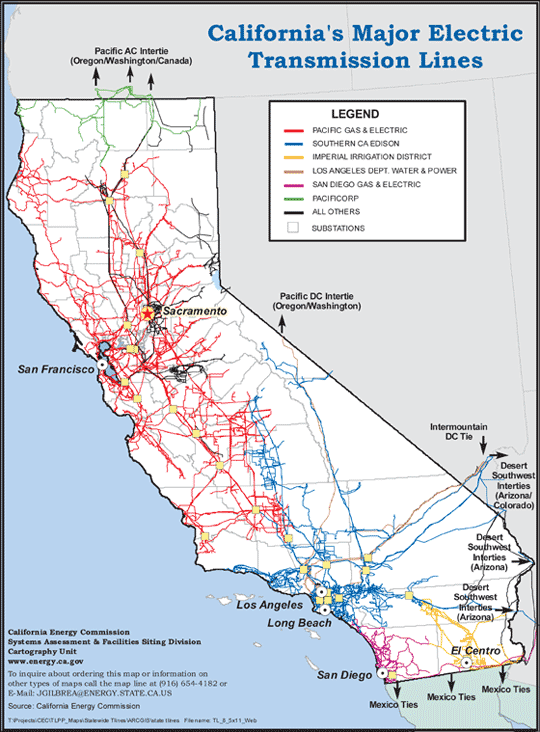 California's Major Electric Transmission Lines SIMCenter