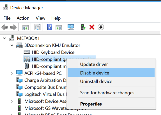 How To Disable the 3Dconnexion KMJ Emulator Game