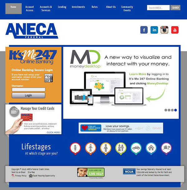 ANECA Federal Credit Union Website Redesign CU*Answers Web Services