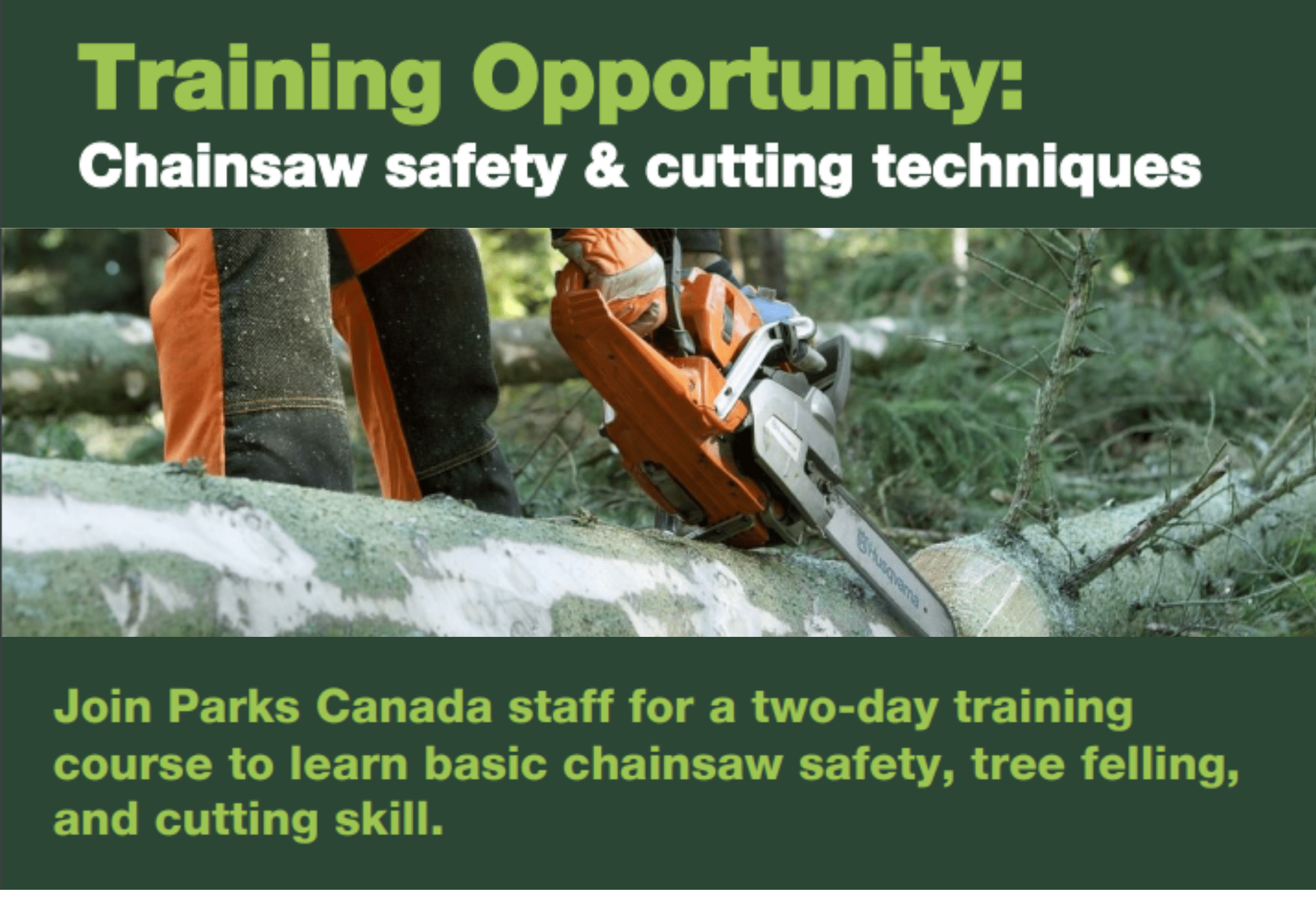 Chainsaw Operator Training 250 Honoraria Available W̱SÁNEĆ