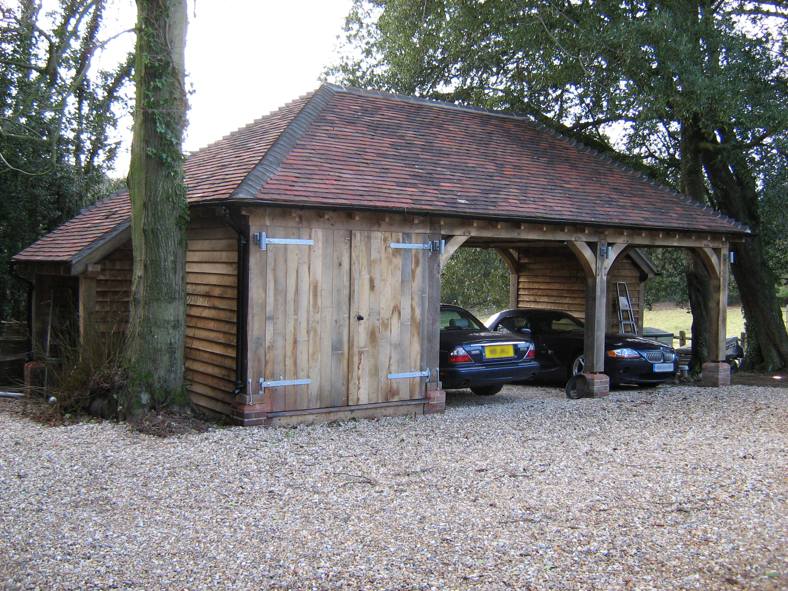 » Bespoke Oak Framed Carport, Extension and Raised Decking » WSCB