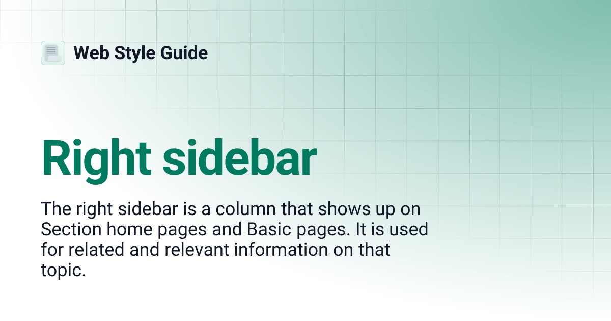 Right sidebar  Style Guide