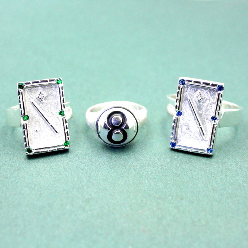 Billiard 8Ball Ring W SCOTT FORREST GEMSTONES