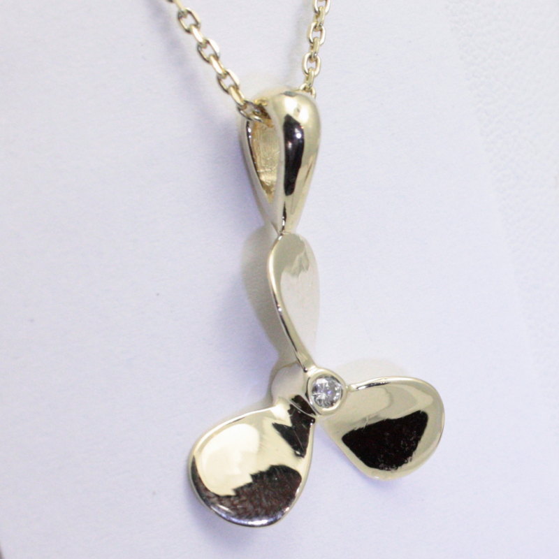 Nautical Propeller Pendant with Diamond Yellow Gold W SCOTT FORREST