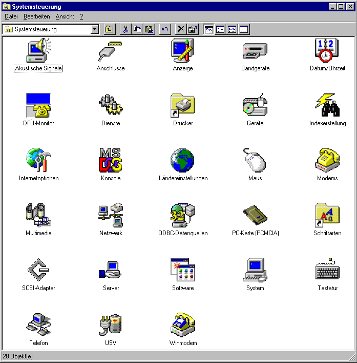 Systemsteuerung von Windows NT • WSFprojekt.de