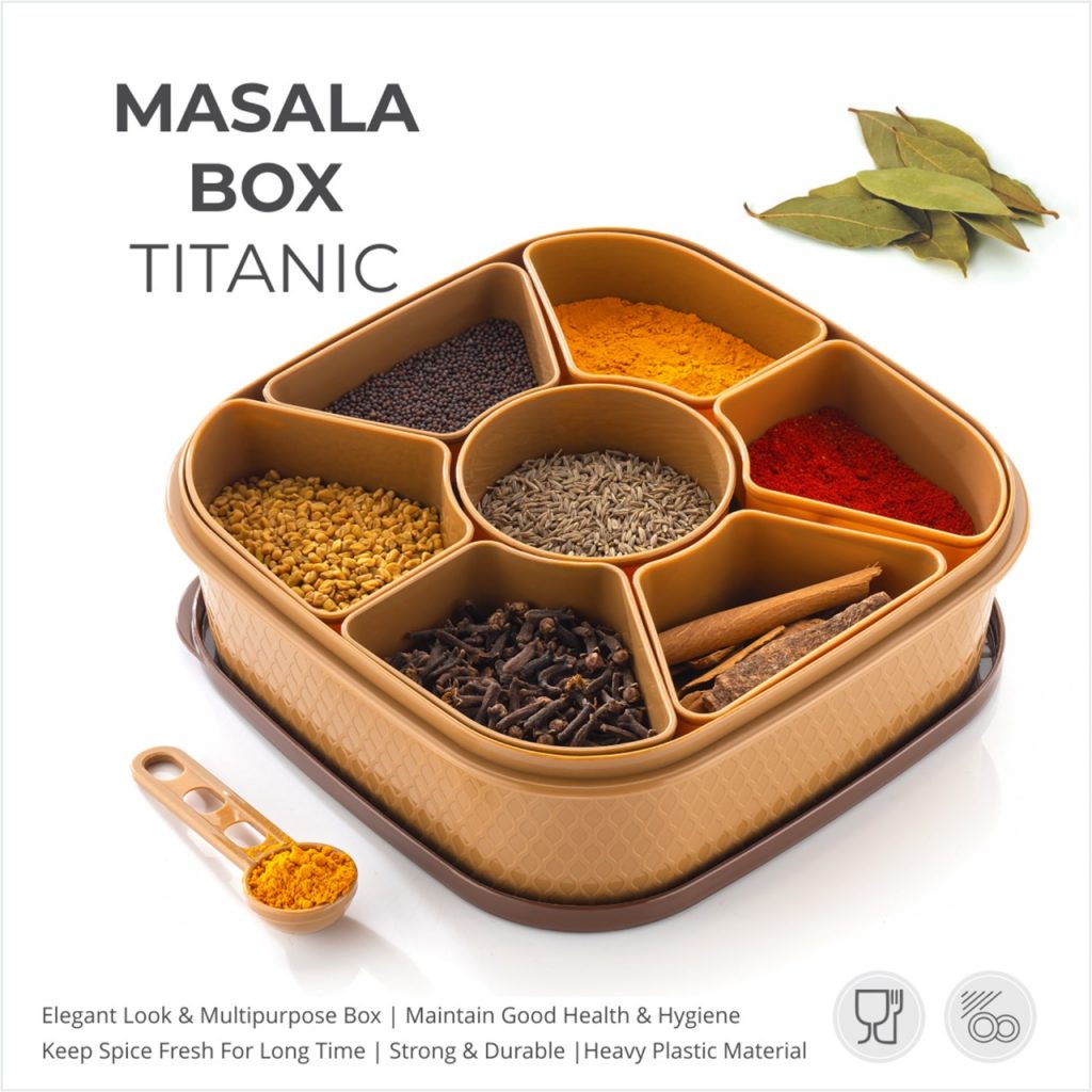 Round Pink Masala Box Spice Box Kitchen Storage container