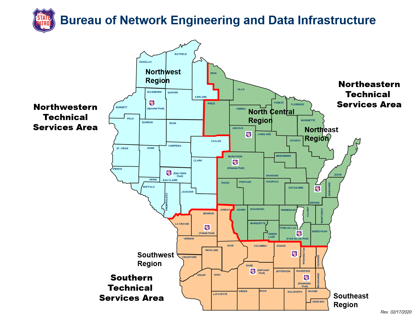 Wisconsin State Patrol BNEDI Map