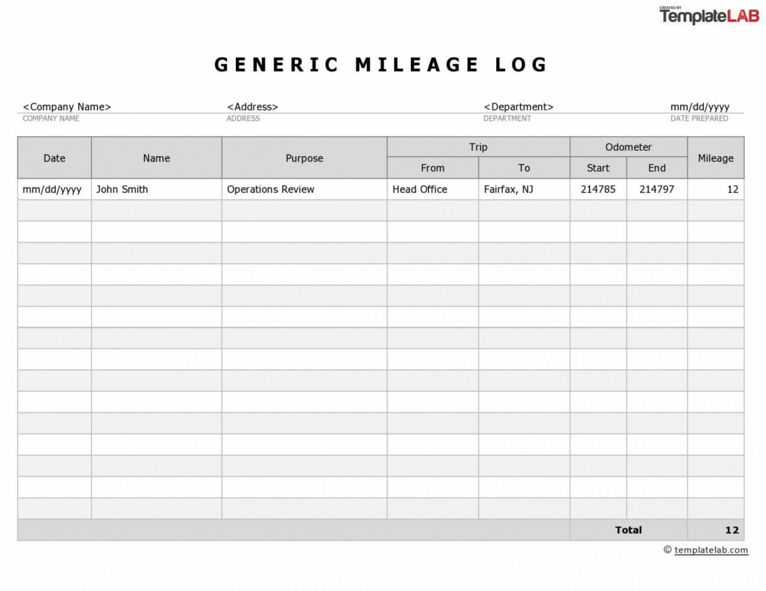 Printable Mileage Log Book Template Addictionary Office Log Book