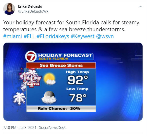 FOURTH OF JULY FORECAST AND TROPICAL STORM ELSA WSVN 7News Miami