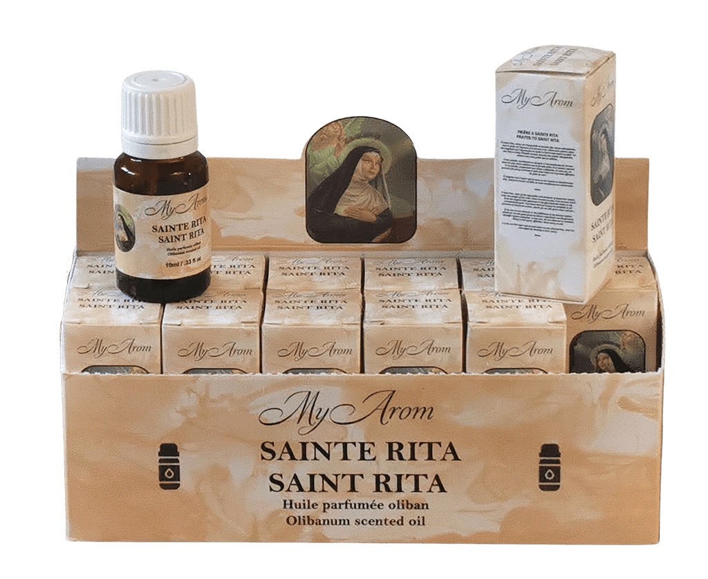 Présentoir de 12 Huiles Parfumées 10ml Sainte Rita/Oliban WT & Co