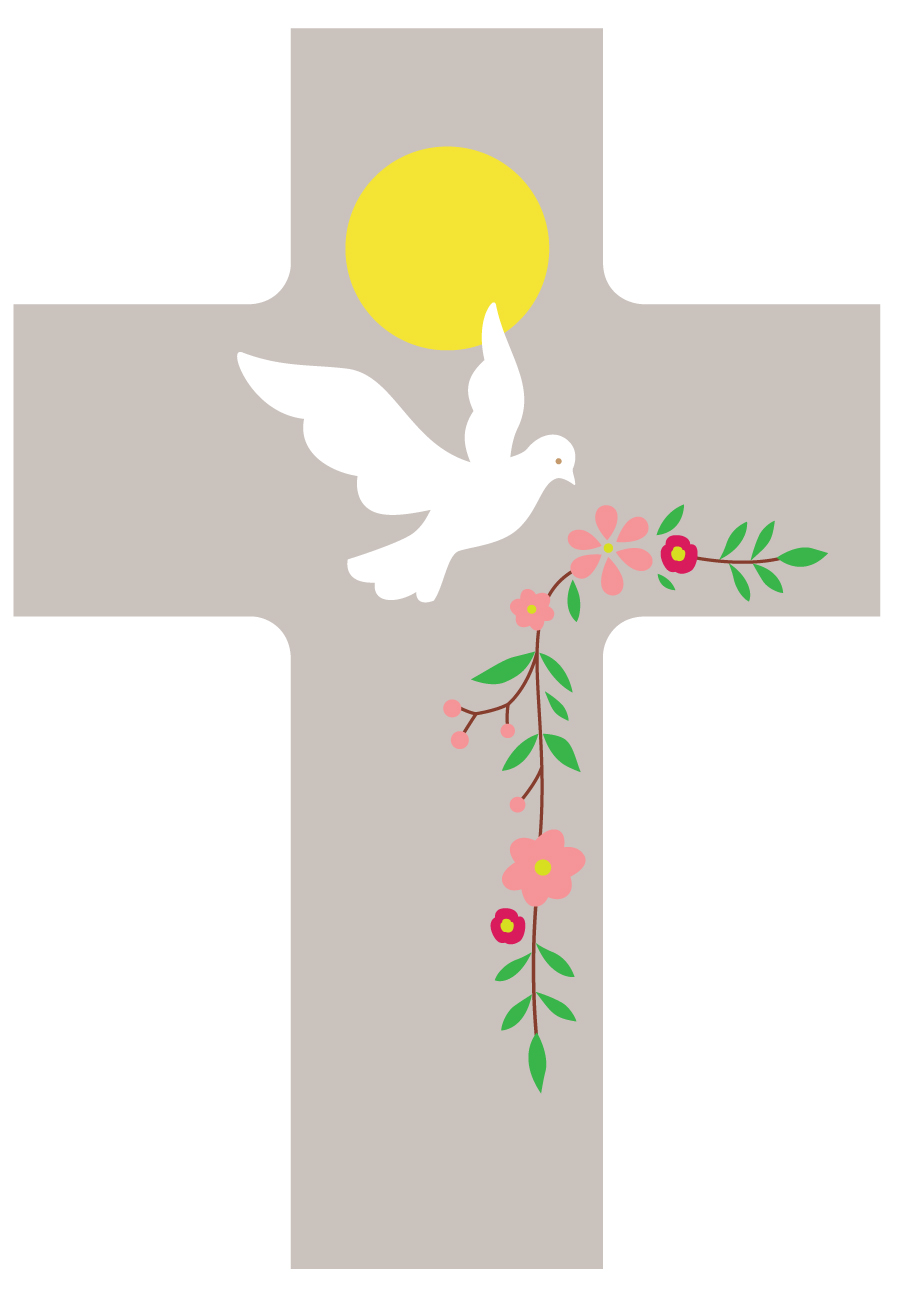 Croix Saint Esprit, viens en nous galet 11x7,5cm WT & Co