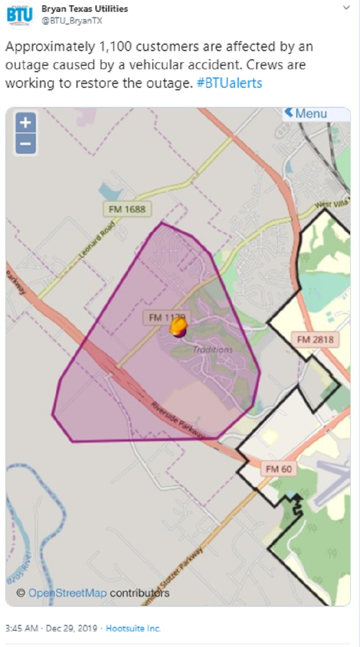 Btu Power Outage Map CORRECTION Regarding Crash That Caused A BTU Power Outage Last Sunday