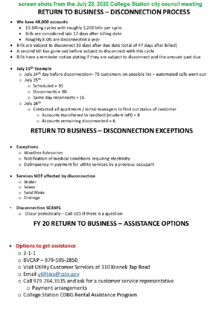 College Station Utilities Disconnect Report To The City Council WTAW
