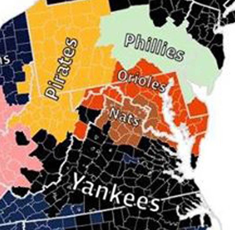 Mlb Fan Base Map Where do Nationals, Orioles fans really live? Facebook maps out MLB fan